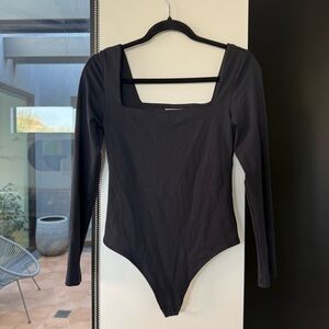 Babaton Black Contour Square Neck Bodysuit